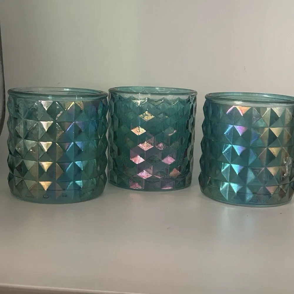 Iridescent Votive Holders /Set Of Three